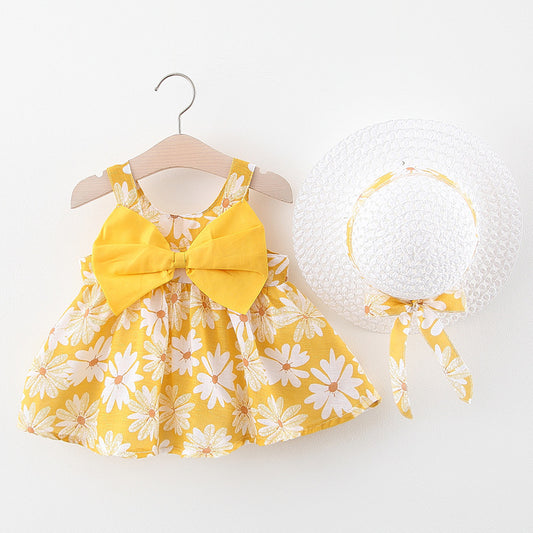 Baby Girl Summer Bow Dress with Hat