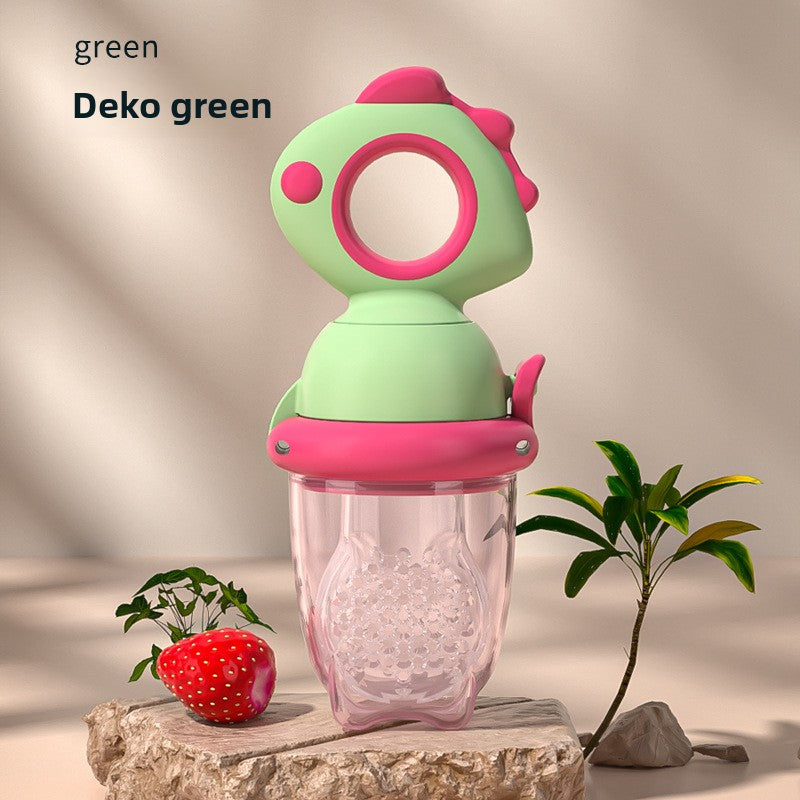 Infant self-feeding with silicone fruit feeder pacifier